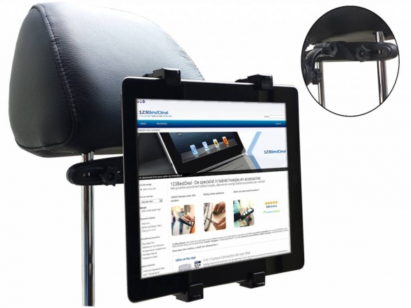 Universele en ruim verstelbare hoofdsteunhouder voor uw Tablet of eReader Hoofdsteunhouder voor de Panasonic Toughpad fz m1