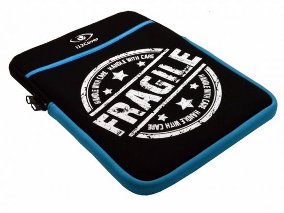 Splashproof, Shock absorbent sleeve with built-in zipper - featuring a funky Fragile motif! Universal 9.7 inch Neoprene Sleeve with Fragile motif