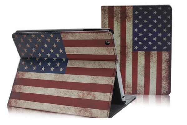 Bestel hier een iPad Air USA Book Case met vintage Amerikaanse vlag iPad Air case met Amerikaanse vlag