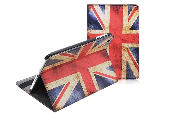Bestel hier een iPad Mini (retina) UK Book Case met vintage Engelse vlag iPad Mini (retina) case met Engelse vlag