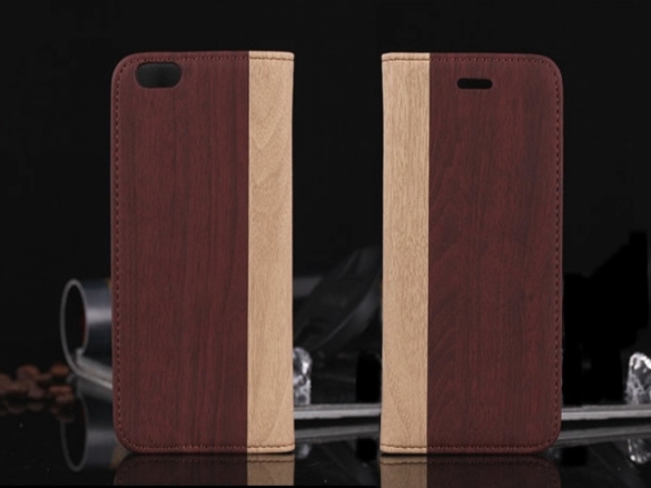 Custom-made Wallet Case for . Book cover with duo colour wood-style look. Case wood-style cover