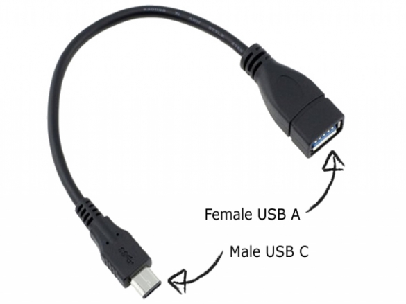 Handig verloopkabeltje voor het aansluiten van normale USB A accessoires op de USB C poort van uw Razer Phone Razer Phone Verloopkabel USB-C naar USB-A