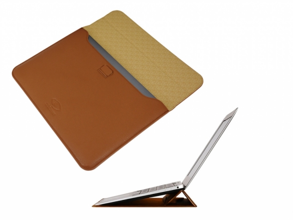 Ultra Sleeve featuring an ergonomic stand for your Sleeve with stand