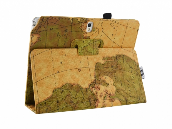 Custom-made case with stand for the with World map print on the cover Stand Case for the with retro Explorer Cover