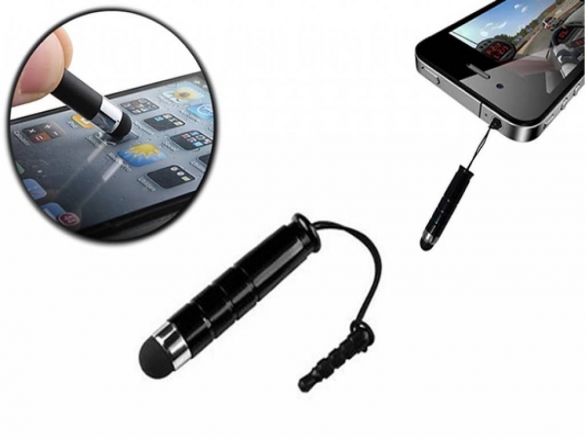 This handy mini stylus prevents greasy fingers on the screen and is also useful for games! Black Mini Stylus, suitable for your
