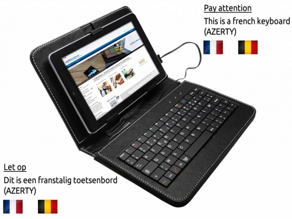 This universal keyboard case with a built-in AZERTY keyboard, is ideal for your Black AZERTY Keyboard Case for the