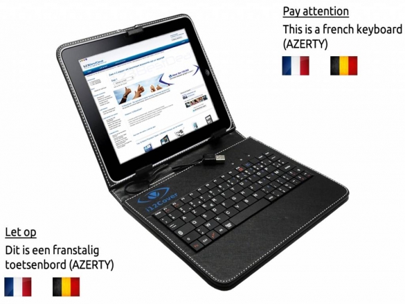 This universal keyboard case with a built-in AZERTY keyboard, is ideal for your Black AZERTY Keyboard Case for the
