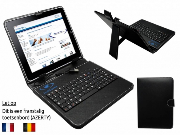 This universal keyboard case with a built-in AZERTY keyboard, is ideal for your Black AZERTY Keyboard Case for the