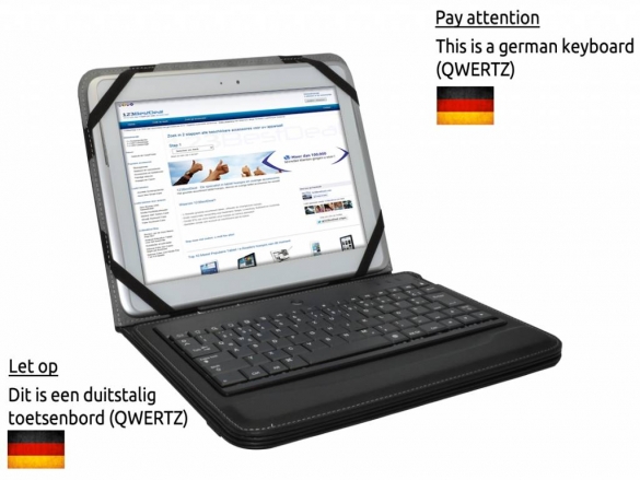 Universal German Bluetooth Keyboard Case with removable keyboard (QWERTZ) suitable for German QWERTZ Bluetooth Keyboard Case for
